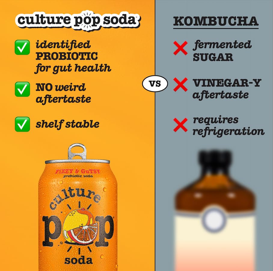 Culture Pop Soda label close-up, emphasizes non-GMO and kosher attributes