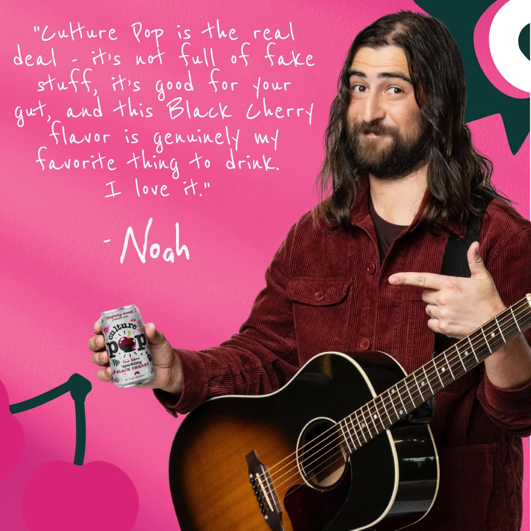 Culture Pop Noah Kahan Black Cherry glass pour highlights refreshing, low-sugar option