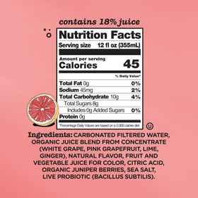 Culture Pop Pink Grapefruit & Ginger can being poured, showcasing vibrant color and flavor.