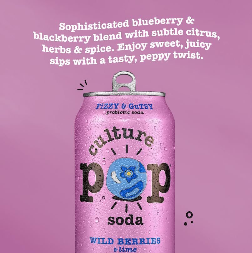 Culture Pop Probiotic Soda ingredient panel — natural fruit juice sweetness.