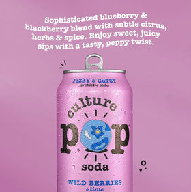 Culture Pop Probiotic Soda ingredient panel — natural fruit juice sweetness.