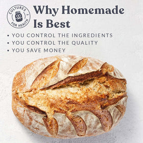 Cultures For Health gluten-free bread loaf fresh from the oven.