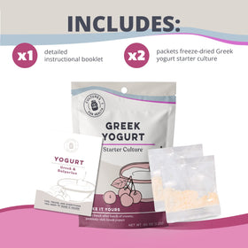 DIY yogurt jar prepared with Cultures For Health Greek Yogurt Starter for creamy homemade yogurt
