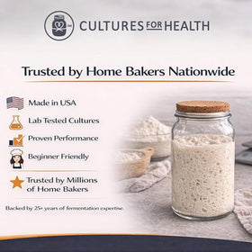Cultures For Health Rapid Sourdough Starter storage packaging supports long-term baking use