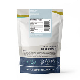 Cultures For Health rye sourdough starter packaging showing a safe, reusable starter.