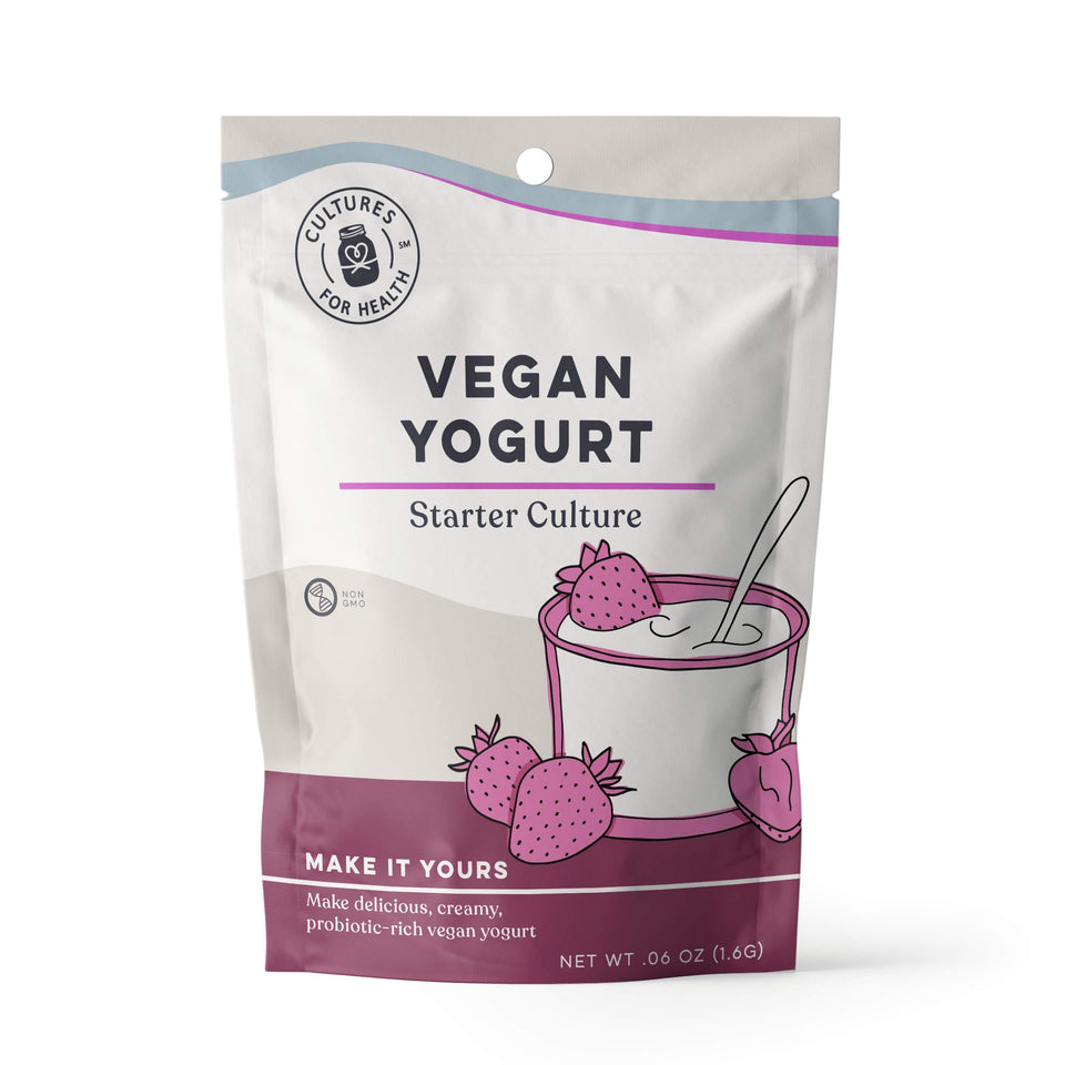 Cultures For Health vegan yogurt starter box with direct-set packets for convenient home use.