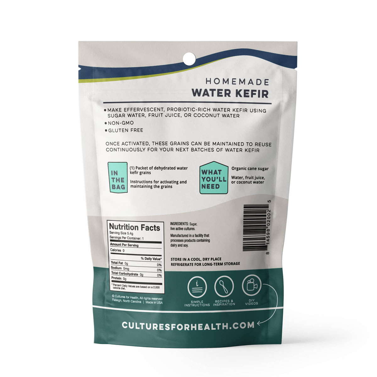 Rehydrating Cultures For Health water kefir grains in sugar water