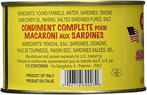 Cuoco pasta-sarde seasoning ingredients highlight fennel and sardines for traditional aroma.