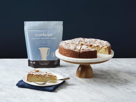 Cup4Cup Ancient Grains Flour close-up showing oats, millet, cassava blend for nutritious gluten-free results.