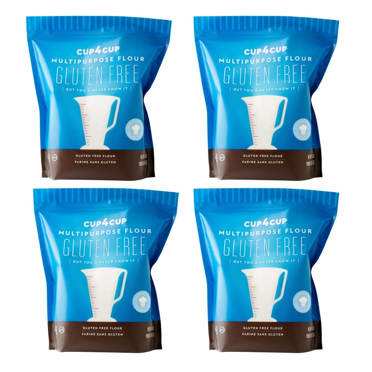 Cup4Cup gluten-free flour 3lb packaging on shelf for easy gluten-free cooking.