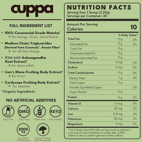 Cuppa Healthy Coffee ashwagandha blend with ceremonial matcha for balanced calm