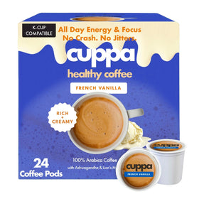 Cuppa Healthy Coffee bottle with French Vanilla mushroom blend for on-the-go energy