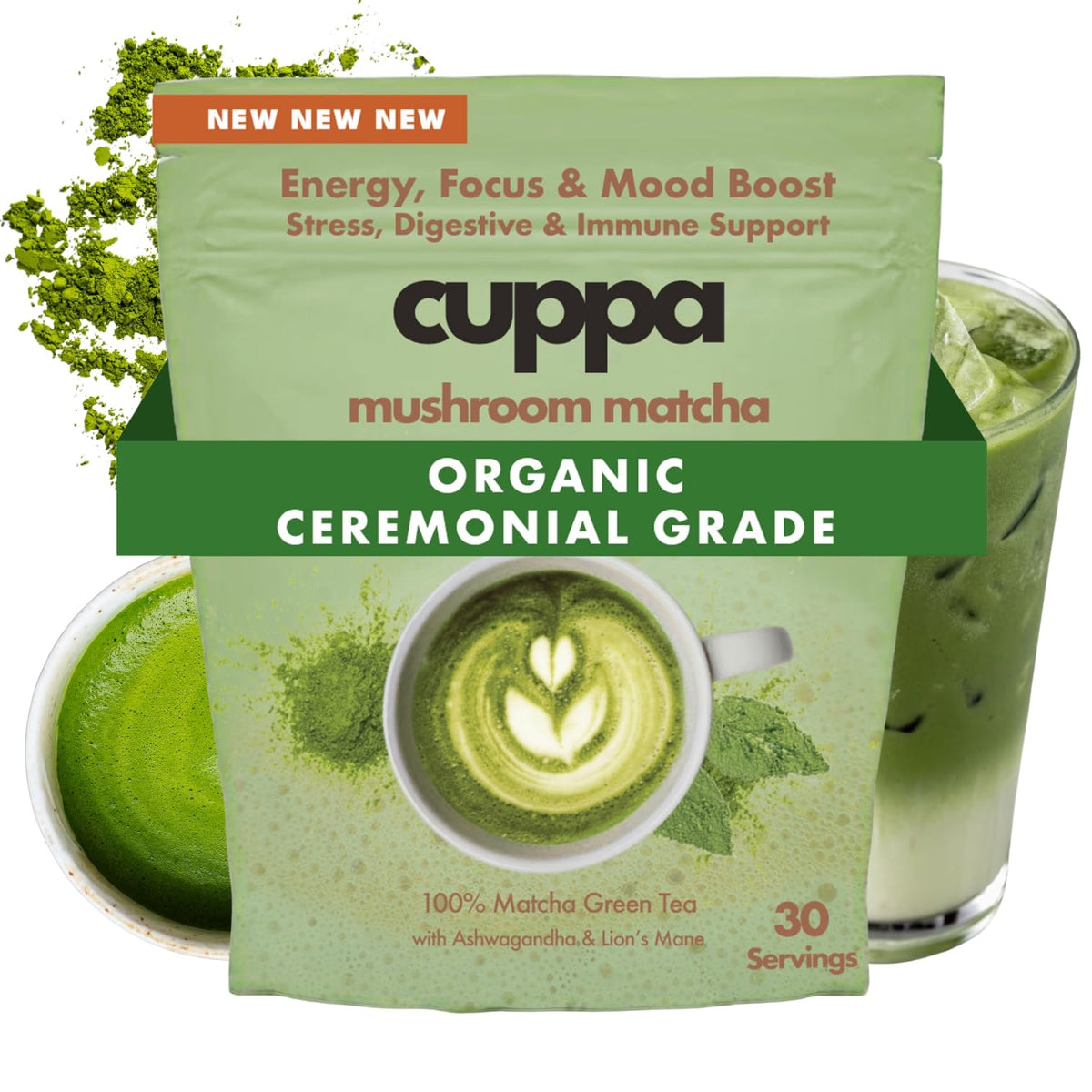 Cuppa Healthy Coffee matcha with lions mane and cordyceps for focused energy