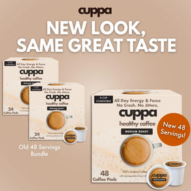 Cuppa Lions Mane Ashwagandha Cordyceps ingredients closeup highlights adaptogenic blend.