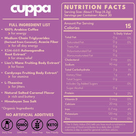 Cuppa Salted Caramel Mushroom Coffee cup shows rich flavor for focused moments.