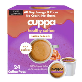Cuppa Salted Caramel Mushroom Coffee KCup pods with adaptogens for steady energy