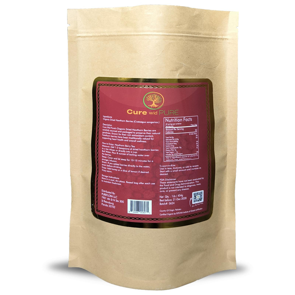 Cure Wid Pure dried hawthorn berries for refreshing herbal infusion