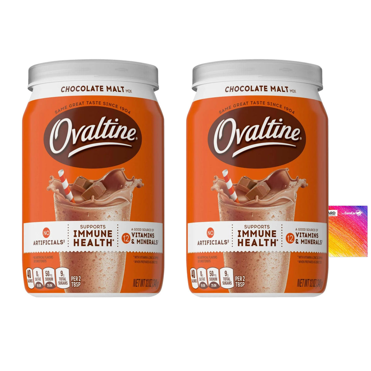 CureCor Ovaltine chocolate malt powder bundle for rich milk, ideal in hot chocolate or chocolate milk.