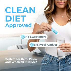 Curly's Clean Energy Stick flat lay with glass and bottle