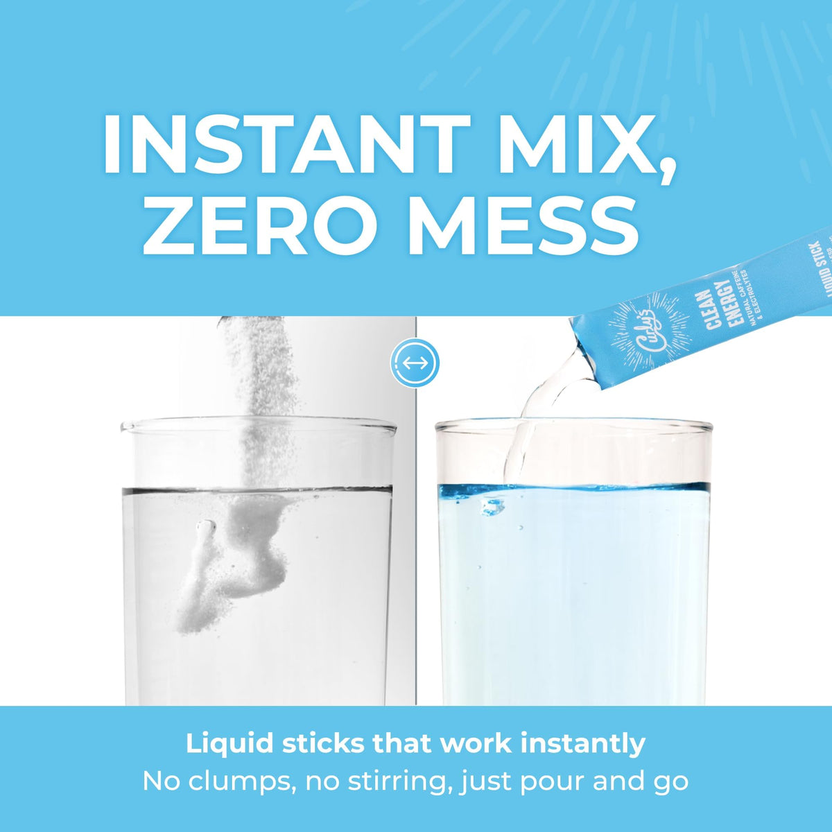 Curly's Clean Energy Stick in a gym bag for daily hydration