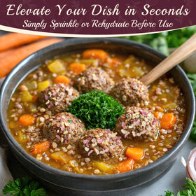 Curnue dehydrated shallots sprinkle dish for fast flavor boost.