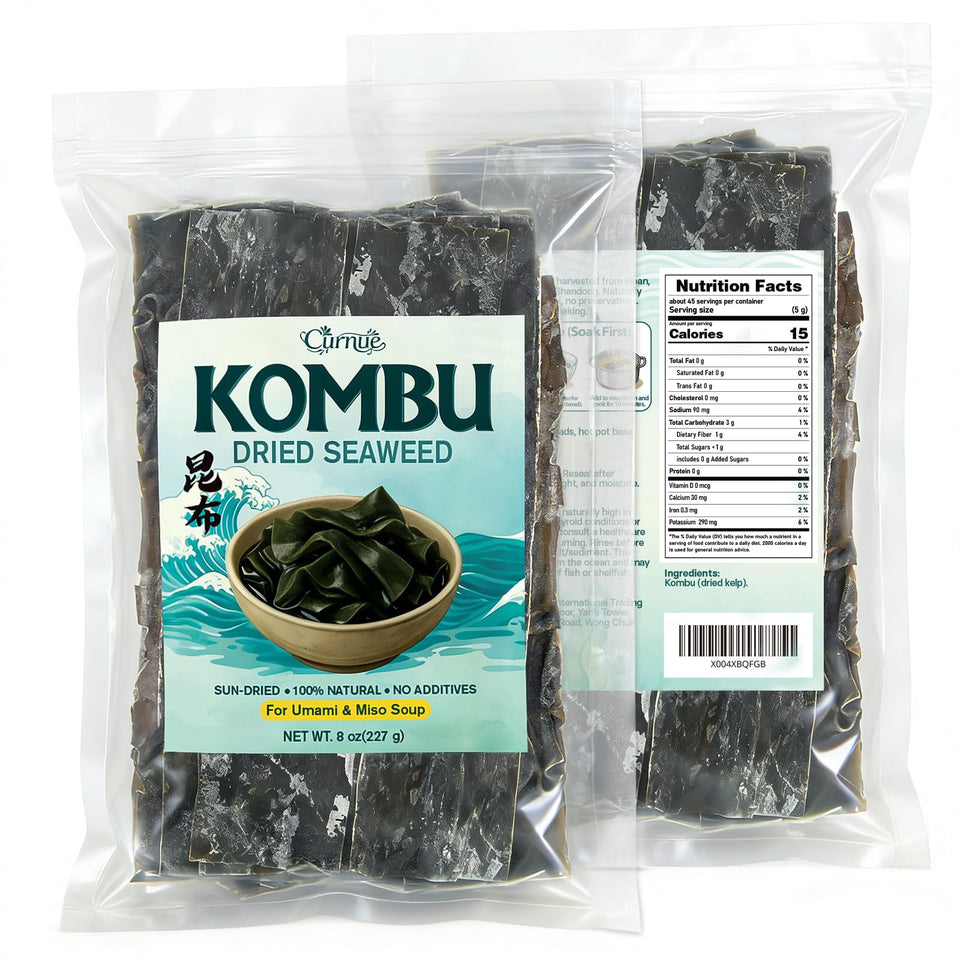 Curnue dried kombu seaweed whole sheets ready for stock and soups.