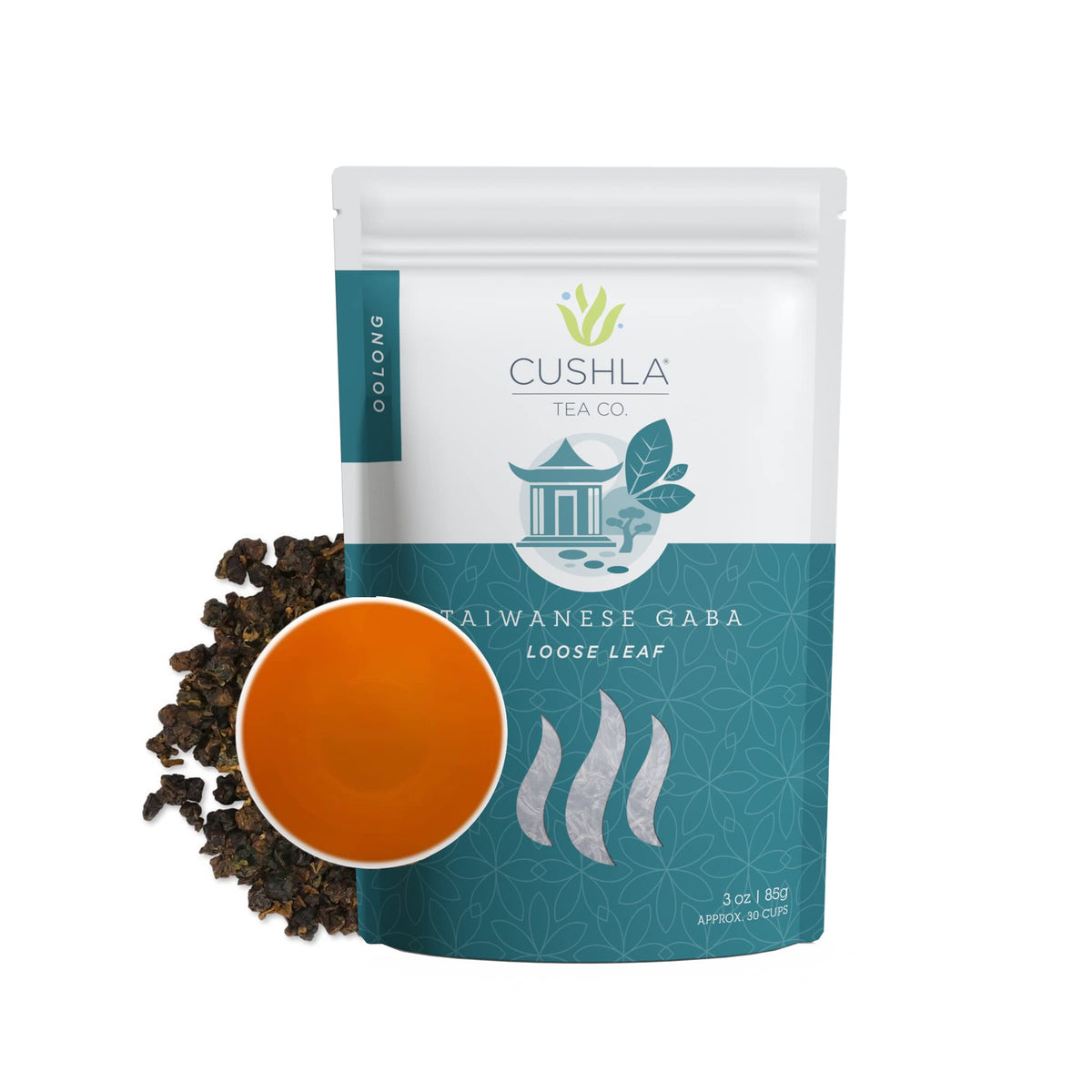 CUSHLA Taiwanese GABA Oolong tea leaves ready for infusion, ideal for relaxing moments.