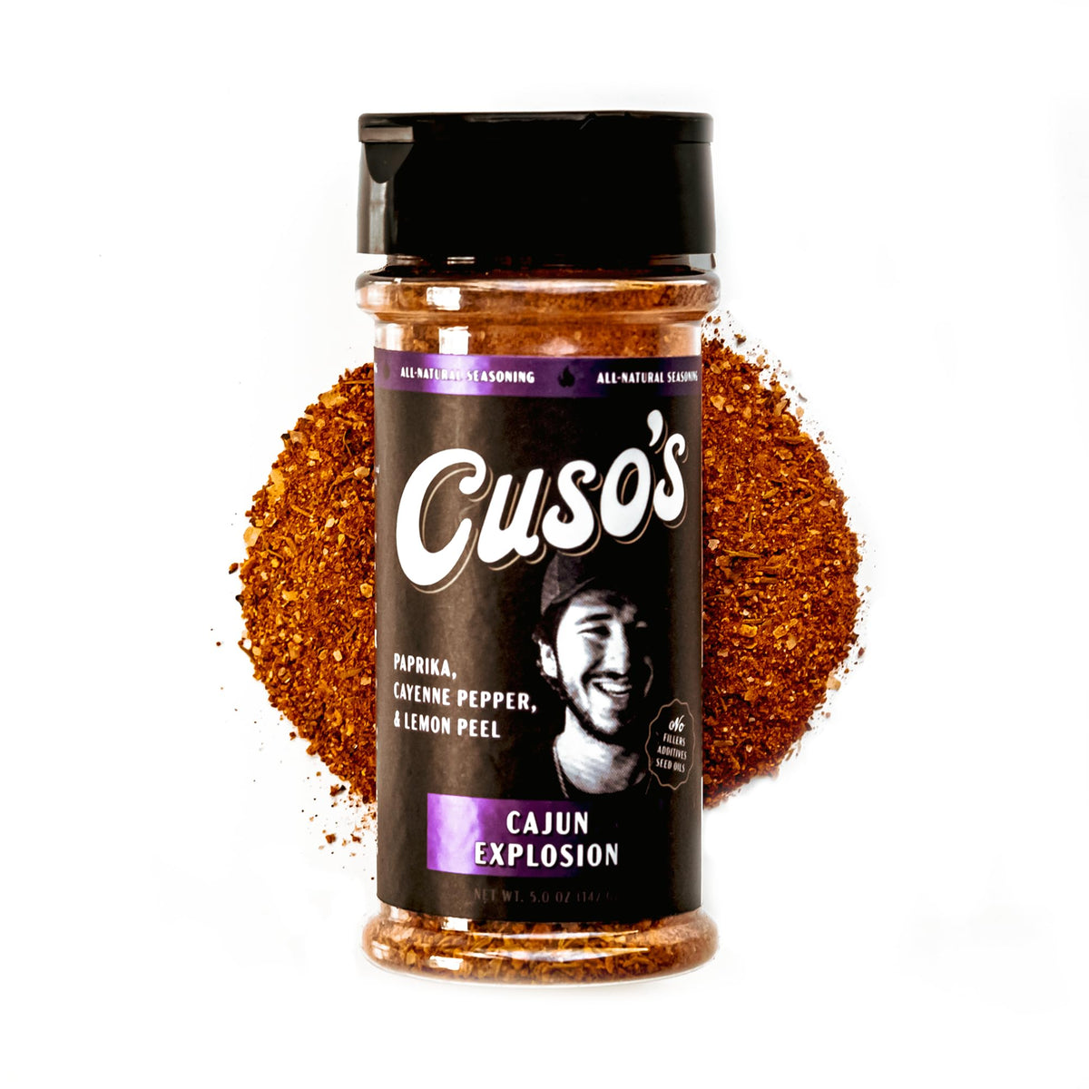 Cuso Cuts Cajun seasoning bottle front view for bold Louisiana flavor