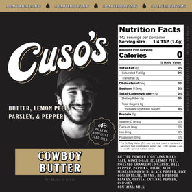 Cuso Cuts Cowboy Butter Seasoning adds bold flavor during grilling steaks.