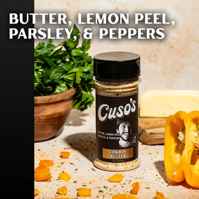 Cuso Cuts Cowboy Butter Seasoning elevates flavor when smoking meat with butter notes.