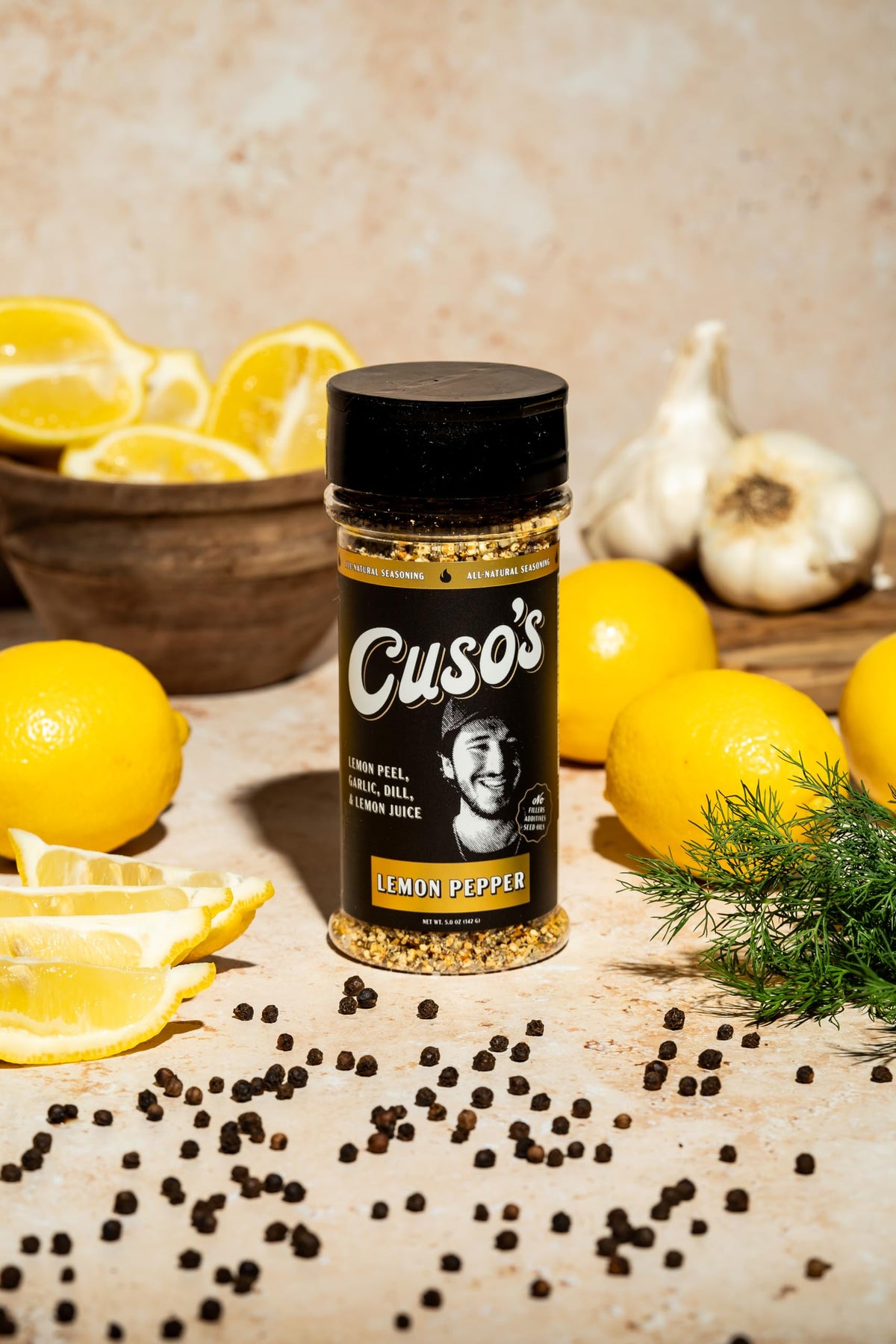 Cuso Cuts Lemon Pepper BBQ Rub grill-ready meat surface emphasizes grilling’s flavor boost.