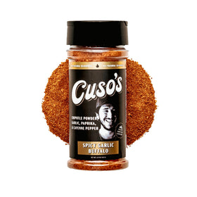 Cuso Cuts Spicy Garlic Buffalo Rub bottle for bold smoky flavor