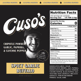 Close-up of Cuso Cuts spice blend with garlic and heat