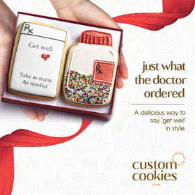 Custom Cookies Get Well: individually wrapped cookies preserve freshness for gifting