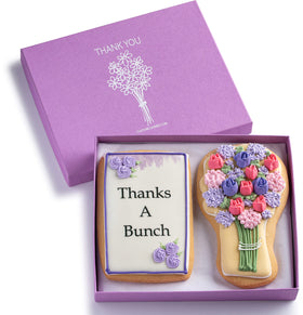 Custom Cookies gourmet floral thank you basket with premium gift-ready presentation
