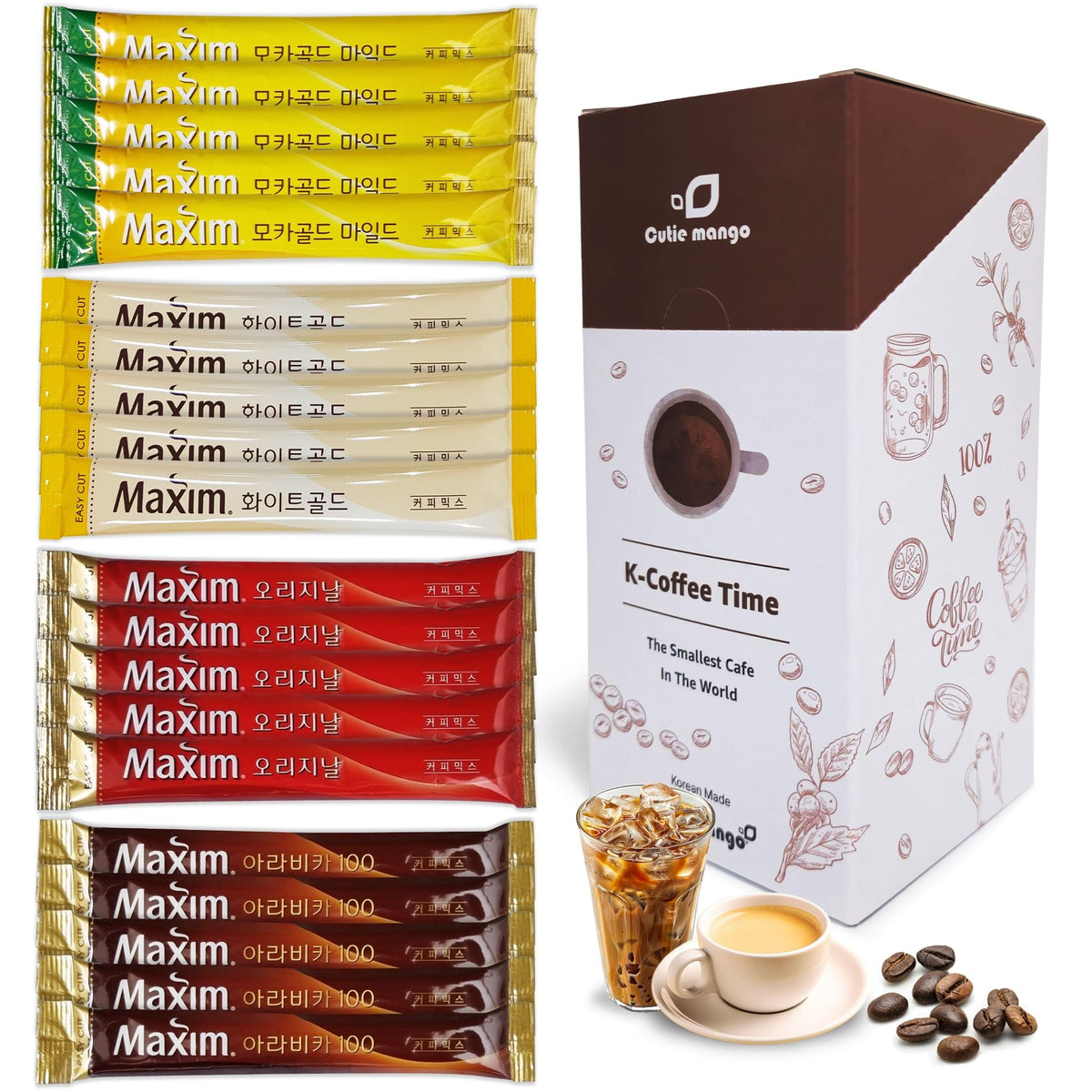 Cutie Mango Maxim Original 5 sticks for a smooth daily coffee experience.