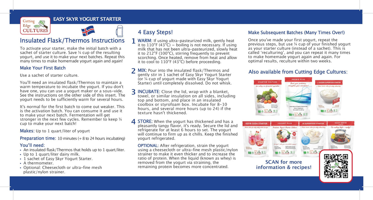 Cutting Edge Cultures Easy Skyr Starter finished Skyr yogurt in a jar, thick and protein-packed