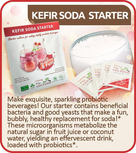 Packaging and label for Cutting Edge Cultures kefir soda starter.