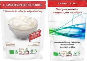 L. Gasseri cultured dairy bottle showing prebiotic fiber and thick tart texture