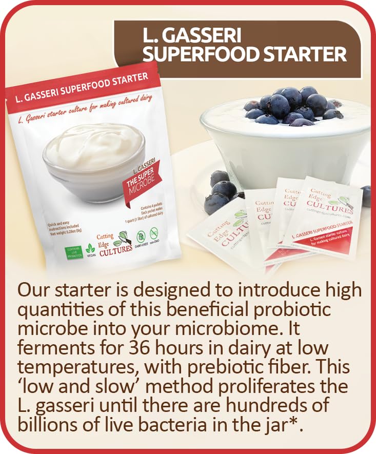 Cutting Edge Cultures L. Gasseri SuperFood culture jar displaying dense starter