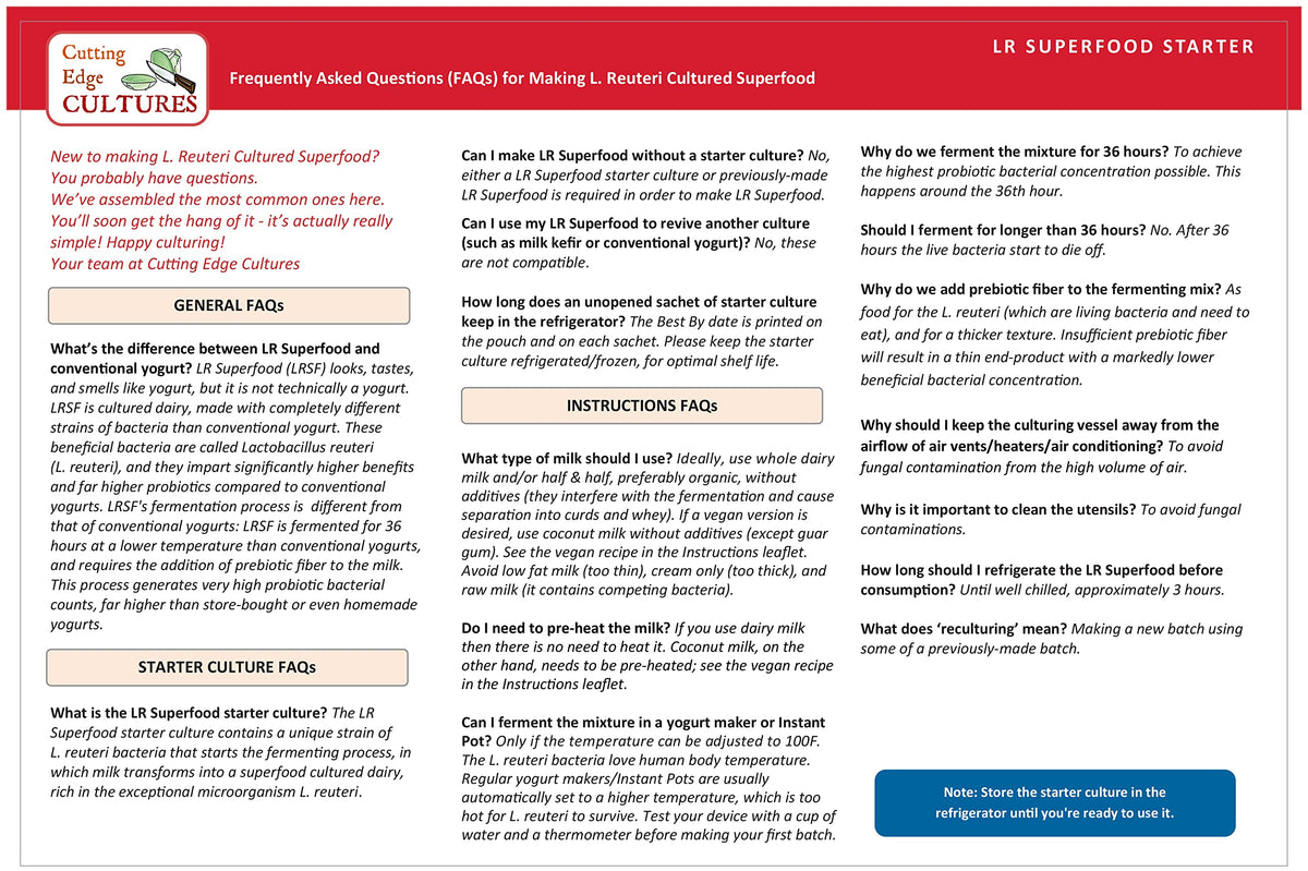 Cutting Edge Cultures LR Superfood lab potency highlighting high live culture counts