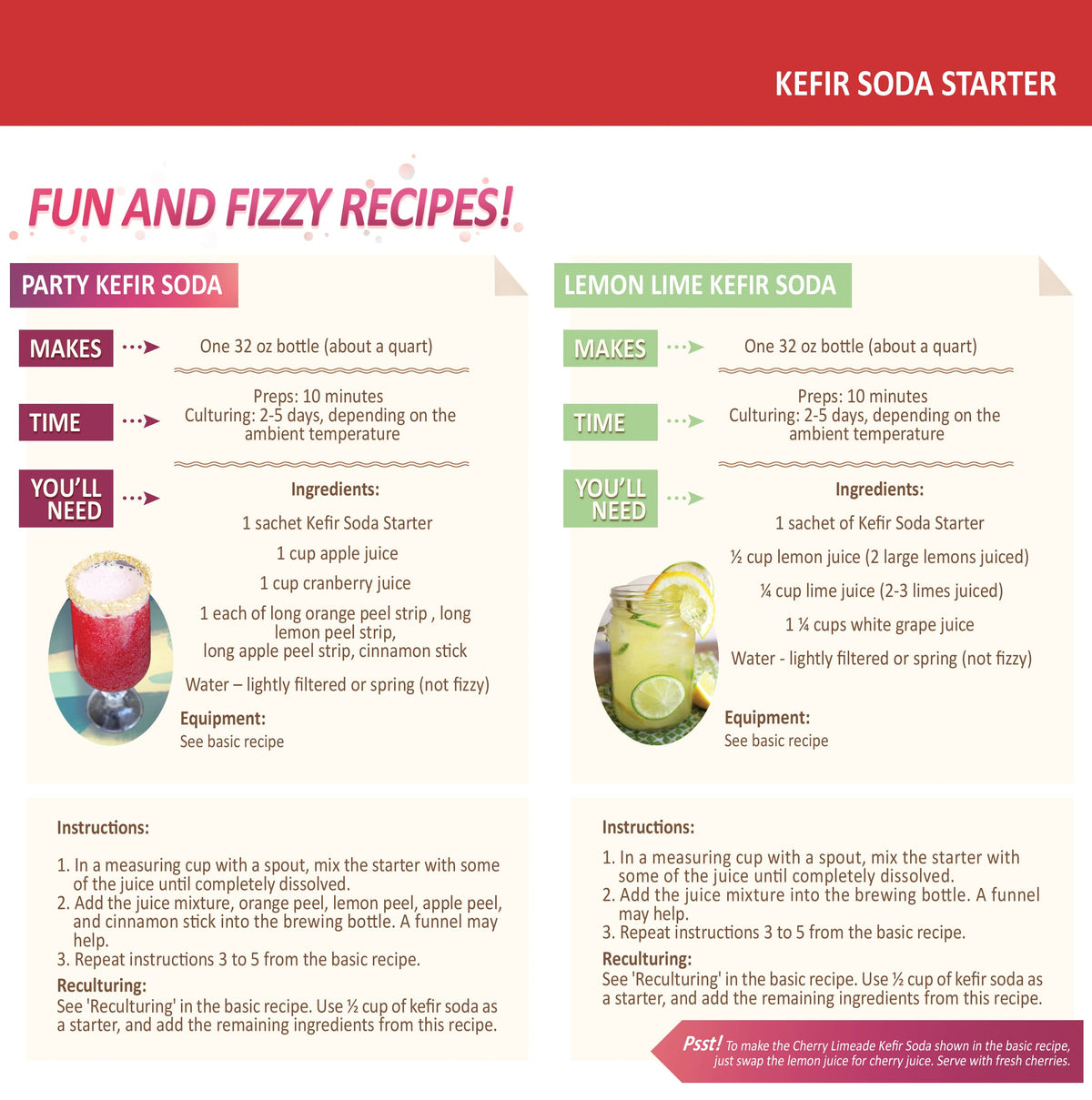 Starter culture in action during kefir soda fermentation process.
