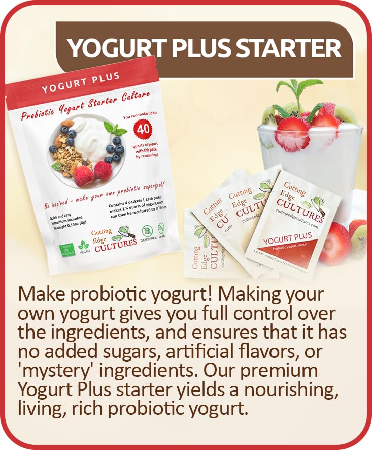 Ready yogurt jar using Cutting Edge Cultures Yogurt Plus portions