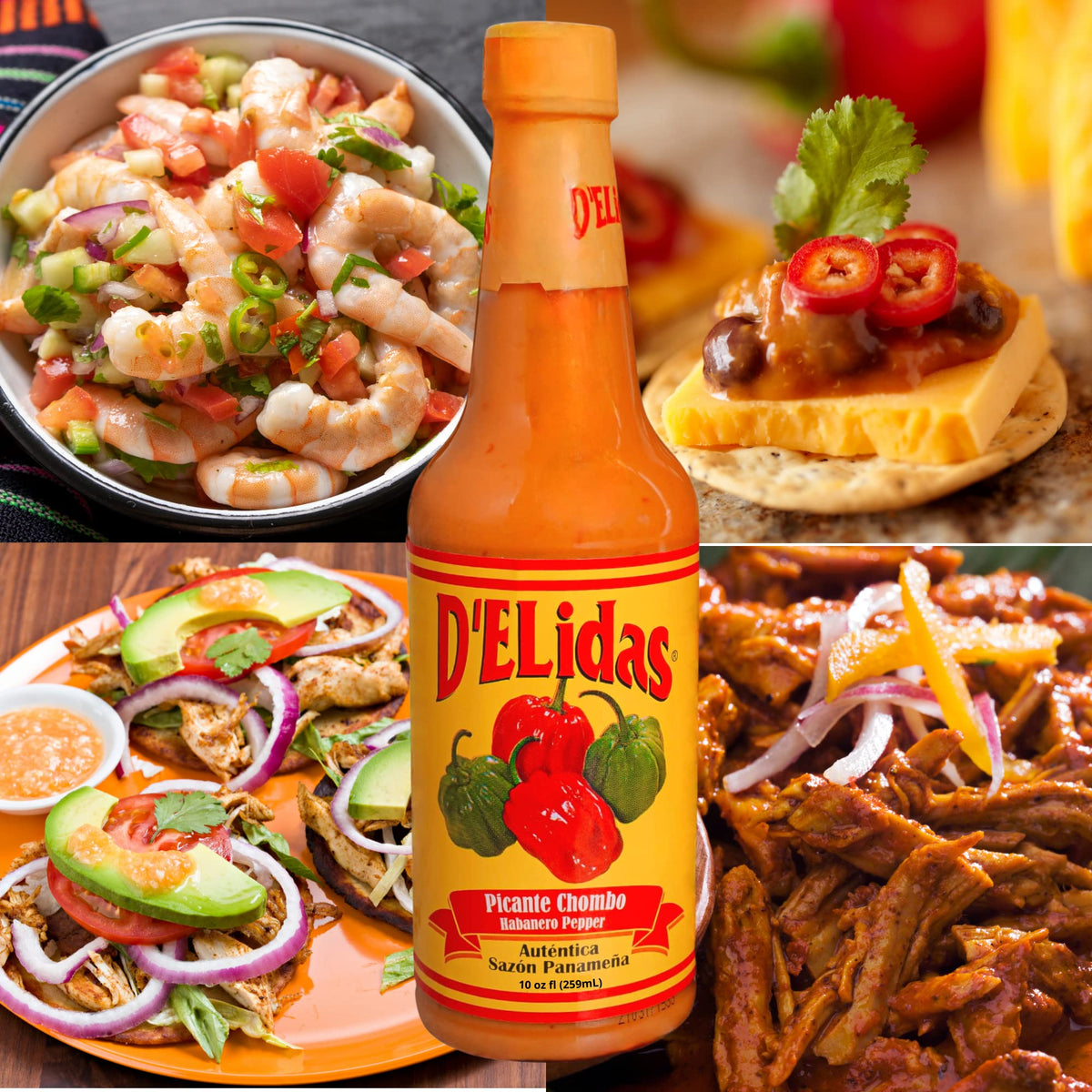 Pouring D'ELidas Habanero Hot Sauce highlights roasted tomatoes and habanero peppers in balance.