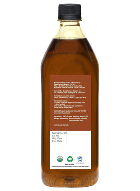 Daana mustard oil amber color in kitchen, enhances aroma and flavor.