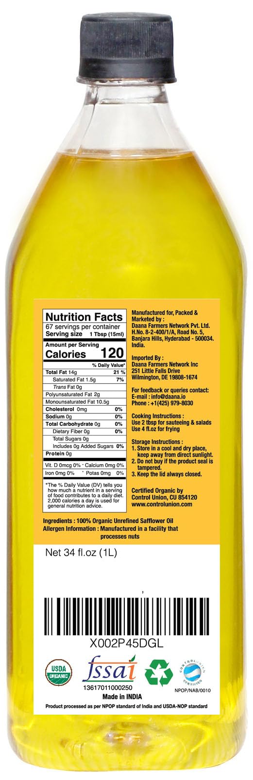 Daana safflower oil in pantry, ready for everyday cooking and flavor.