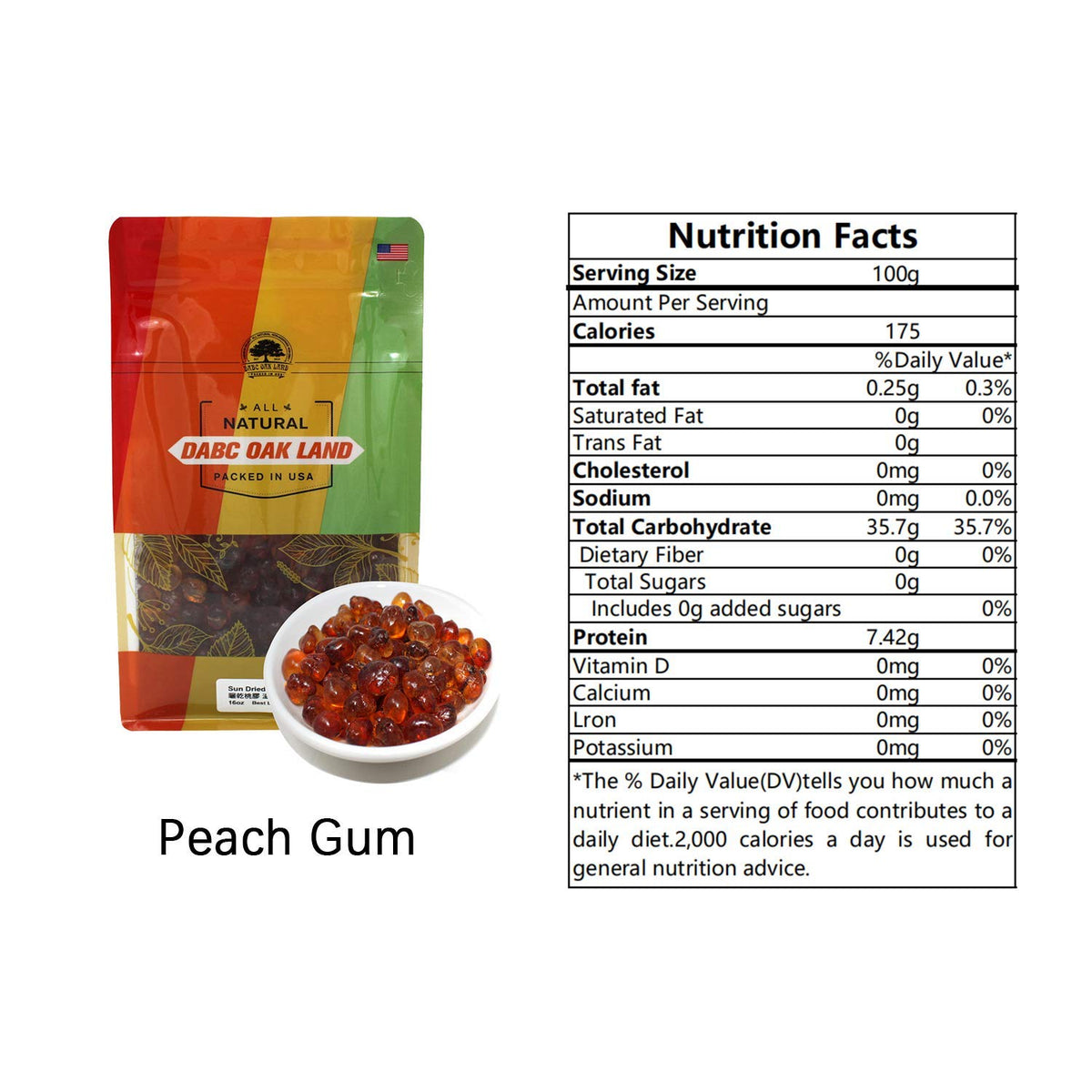 DABC OAK LAND no additives label highlighting clean ingredients.