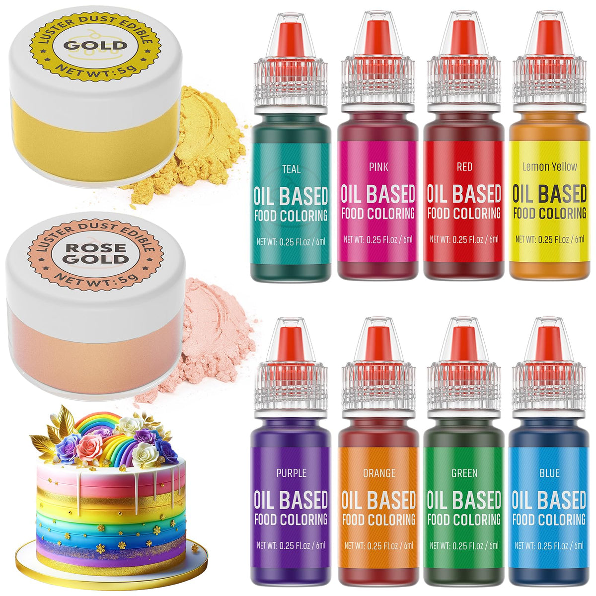 DaCool gold luster dust on cake for a shimmering finish