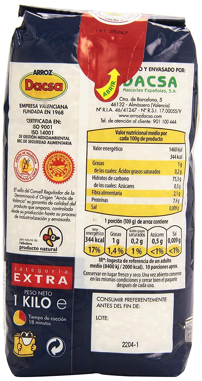Dacsa Arroz Round Rice paella-ready grains for flavorful meals