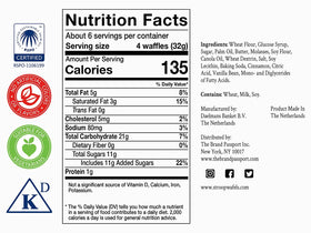 Daelmans packaging highlights kosher dairy certification and allergen-safe facilities.